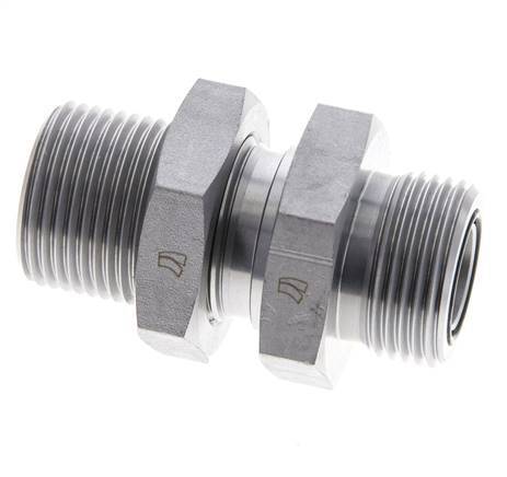 UN 1-3/16''-12 Male Zinc plated Steel Bulkhead Fitting ORFS 400 Bar - Hydraulic