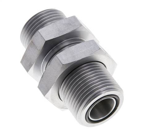 UN 1-3/16''-12 Male Zinc plated Steel Bulkhead Fitting ORFS 400 Bar - Hydraulic