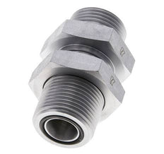 UN 1-3/16''-12 Male Zinc plated Steel Bulkhead Fitting ORFS 400 Bar - Hydraulic