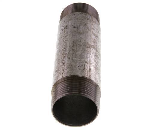 R 1 1/2'' Zinc plated Steel Double Pipe Nipple 50 Bar DIN 2982 - 150mm [2 Pieces]