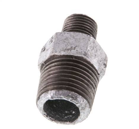 R 1/2'' x R 1/4'' Zinc plated Cast iron Double Nipple 25 Bar [2 Pieces]