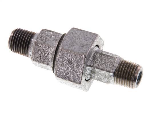 R 1/4'' Zinc plated Cast iron Double Nipple 3-pieces with Conically sealing 25 Bar