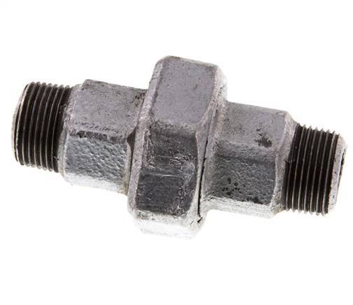 R 3/4'' Zinc plated Cast iron Double Nipple 3-pieces with Conically sealing 25 Bar