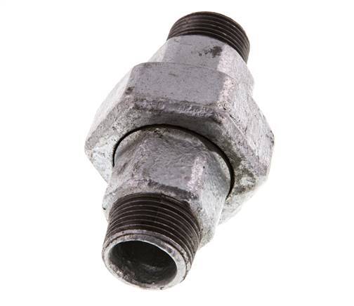 R 3/4'' Zinc plated Cast iron Double Nipple 3-pieces with Conically sealing 25 Bar