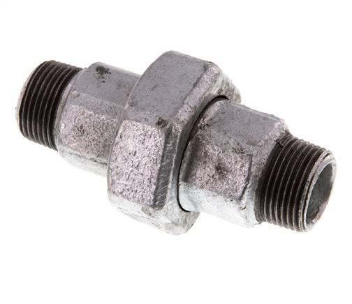 R 3/4'' Zinc plated Cast iron Double Nipple 3-pieces with Conically sealing 25 Bar