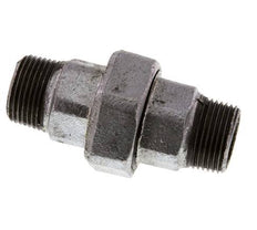 R 1'' Zinc plated Cast iron Double Nipple 3-pieces with Conically sealing 25 Bar