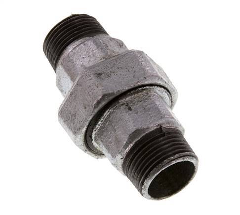 R 1'' Zinc plated Cast iron Double Nipple 3-pieces with Conically sealing 25 Bar