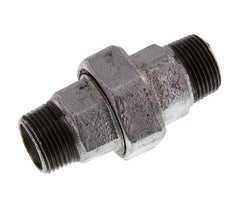 R 1'' Zinc plated Cast iron Double Nipple 3-pieces with Conically sealing 25 Bar