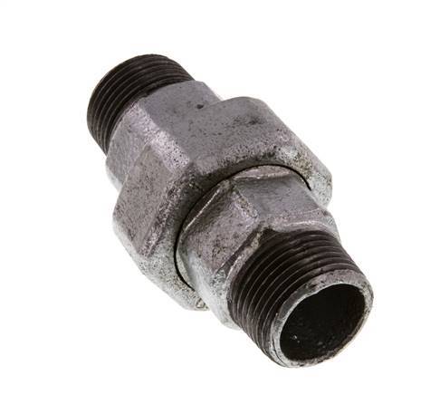 R 1'' Zinc plated Cast iron Double Nipple 3-pieces with Conically sealing 25 Bar