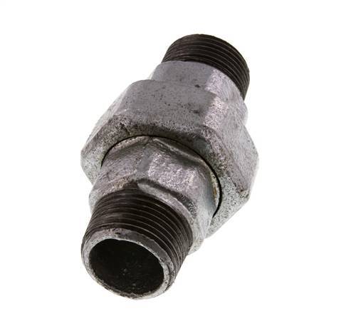 R 1'' Zinc plated Cast iron Double Nipple 3-pieces with Conically sealing 25 Bar