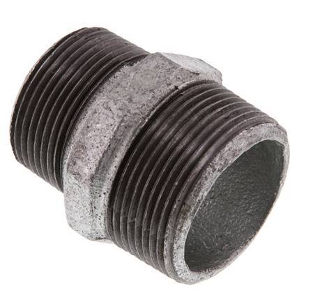 R 1 1/2'' x R 1 1/4'' Zinc plated Cast iron Double Nipple 25 Bar