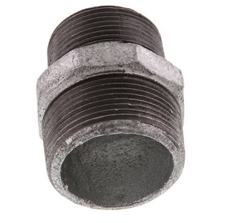 R 1 1/2'' x R 1 1/4'' Zinc plated Cast iron Double Nipple 25 Bar