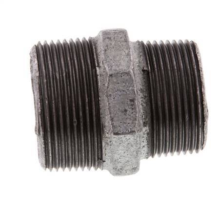 R 1 1/2'' x R 1 1/4'' Zinc plated Cast iron Double Nipple 25 Bar