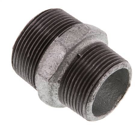 R 1 1/2'' x R 1 1/4'' Zinc plated Cast iron Double Nipple 25 Bar