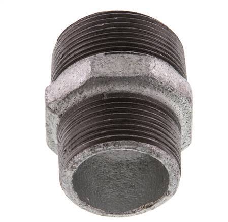 R 1 1/2'' x R 1 1/4'' Zinc plated Cast iron Double Nipple 25 Bar