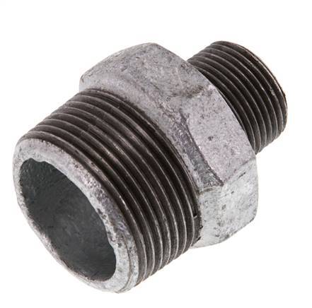R 1 1/4'' x R 3/4'' Zinc plated Cast iron Double Nipple 25 Bar