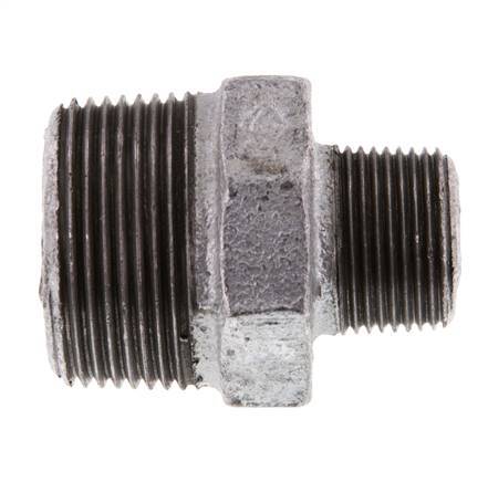 R 1 1/4'' x R 3/4'' Zinc plated Cast iron Double Nipple 25 Bar