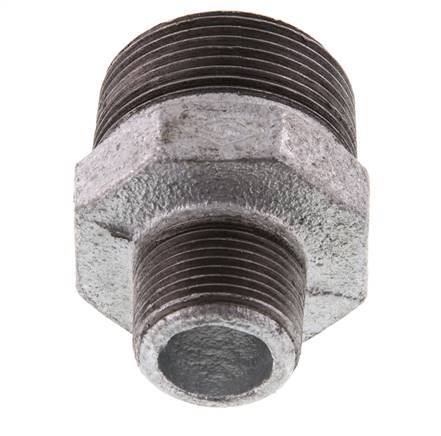 R 1 1/4'' x R 3/4'' Zinc plated Cast iron Double Nipple 25 Bar