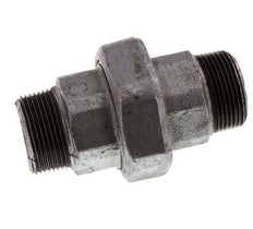 R 1 1/4'' Zinc plated Cast iron Double Nipple 3-pieces with Conically sealing 25 Bar
