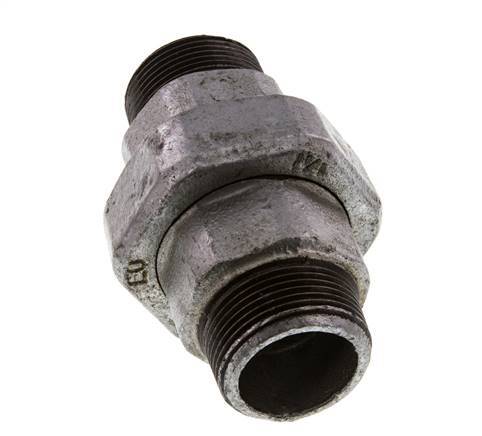 R 1 1/4'' Zinc plated Cast iron Double Nipple 3-pieces with Conically sealing 25 Bar