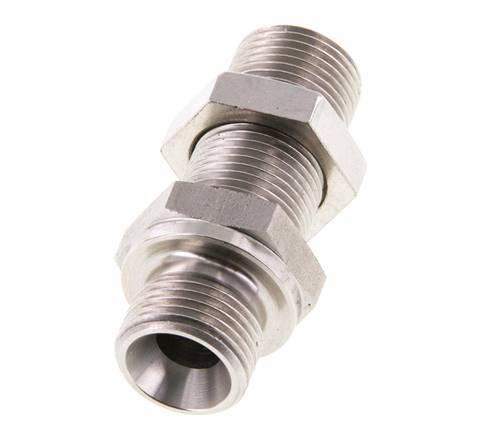 G 3/8'' Stainless steel Bulkhead Double nipple 325 Bar - Hydraulic