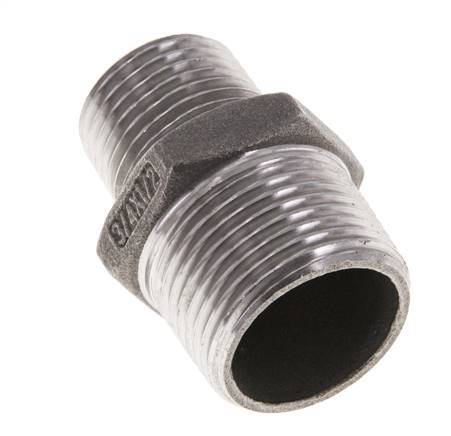 1/2'' NPT x 3/4'' NPT Stainless steel Double Nipple 16 Bar
