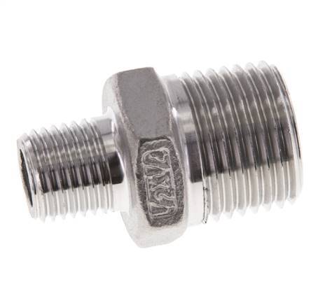 1/4'' NPT x 1/2'' NPT Stainless steel Double Nipple 16 Bar