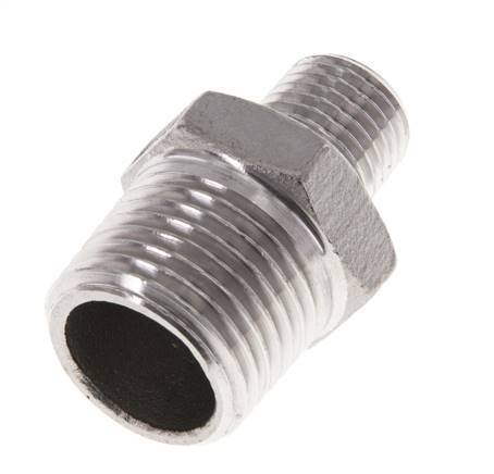 1/4'' NPT x 1/2'' NPT Stainless steel Double Nipple 16 Bar