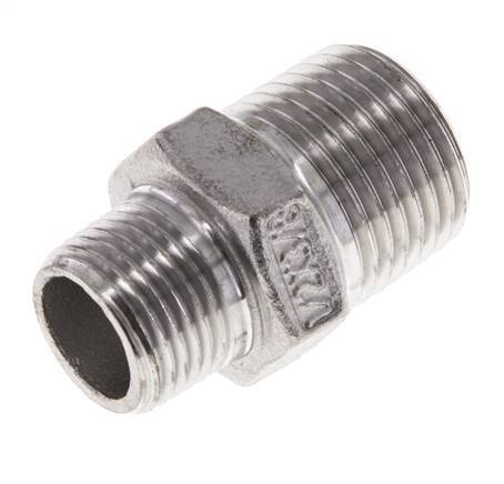 3/8'' NPT x 1/2'' NPT Stainless steel Double Nipple 16 Bar