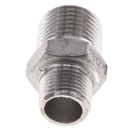 3/8'' NPT x 1/2'' NPT Stainless steel Double Nipple 16 Bar