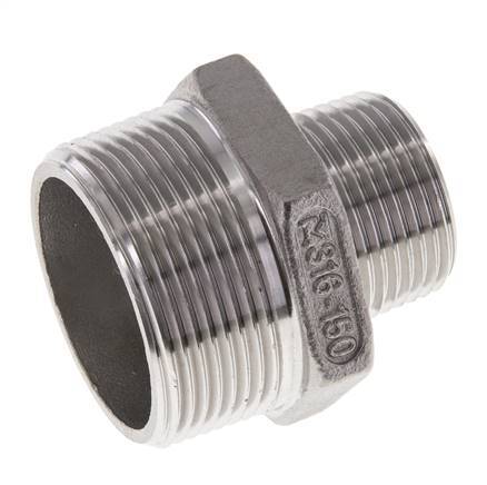 1'' NPT x 1 1/2'' NPT Stainless steel Double Nipple 16 Bar