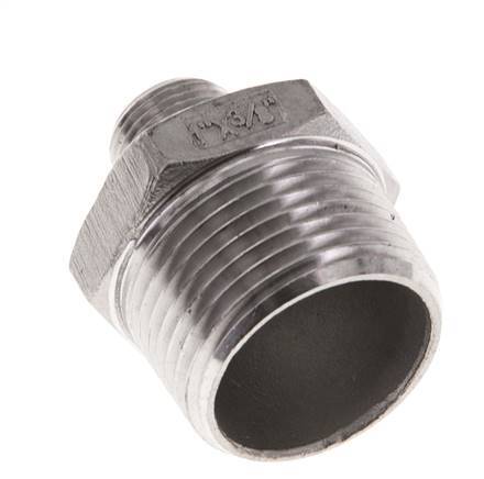 R 1'' x R 3/8'' Stainless steel Double Nipple 16 Bar
