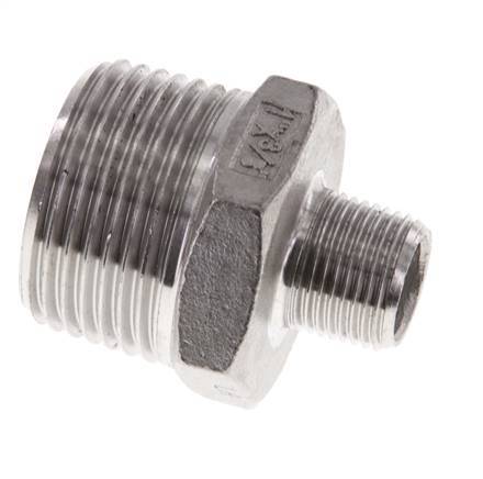 R 1'' x R 3/8'' Stainless steel Double Nipple 16 Bar