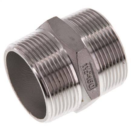 R 1 1/2'' Stainless steel Double Nipple 16 Bar