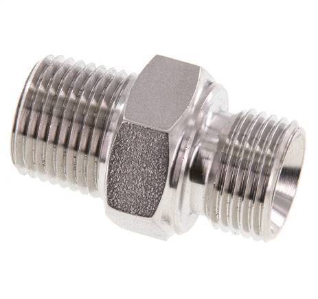 1/2'' NPT x G 1/2'' Stainless steel Double Nipple 40 Bar - Hydraulic
