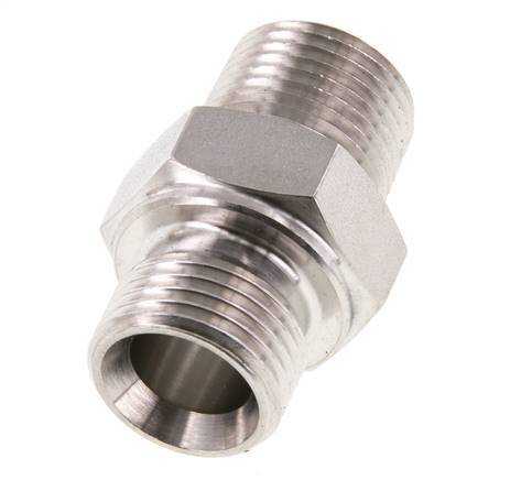 1/2'' NPT x G 1/2'' Stainless steel Double Nipple 40 Bar - Hydraulic