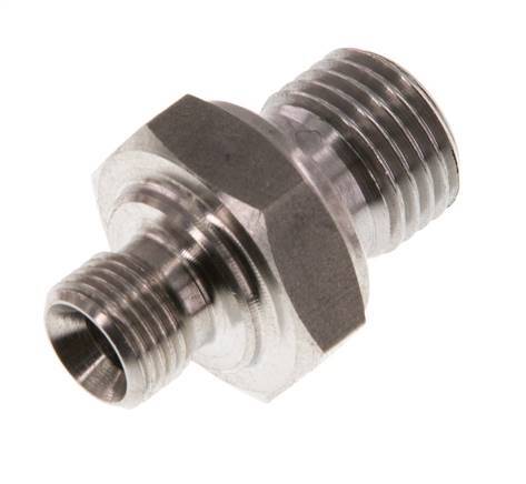 G 1/4'' x G 1/8'' Stainless steel Double Nipple 400 Bar - Hydraulic