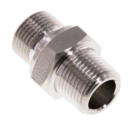 3/8'' NPT x G 3/8'' Stainless steel Double Nipple 40 Bar - Hydraulic