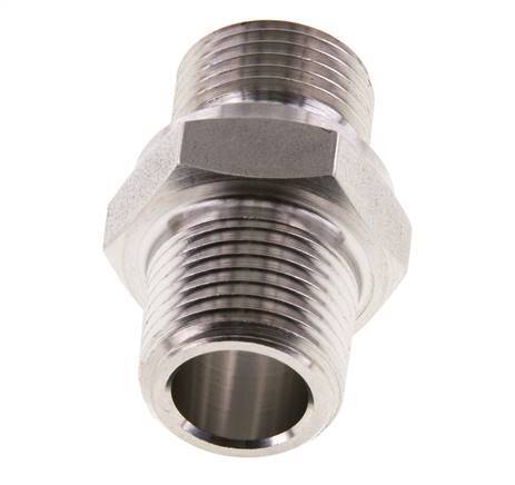 3/8'' NPT x G 3/8'' Stainless steel Double Nipple 40 Bar - Hydraulic