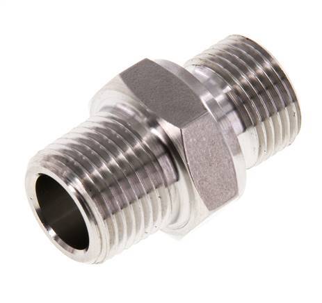 3/8'' NPT x G 3/8'' Stainless steel Double Nipple 40 Bar - Hydraulic