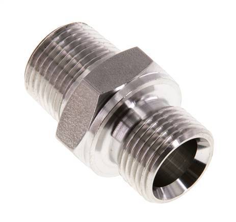 3/8'' NPT x G 3/8'' Stainless steel Double Nipple 40 Bar - Hydraulic