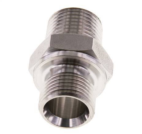 3/8'' NPT x G 3/8'' Stainless steel Double Nipple 40 Bar - Hydraulic