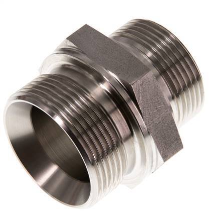 G 1 1/2'' x G 1 1/4'' Stainless steel Double Nipple 315 Bar - Hydraulic
