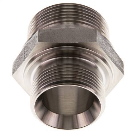 G 1 1/2'' x G 1 1/4'' Stainless steel Double Nipple 315 Bar - Hydraulic