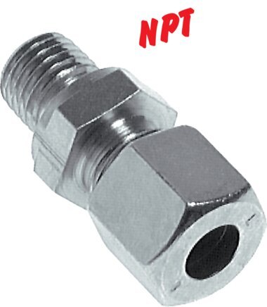 1/4'' NPT Male x 8L Zinc plated Steel Straight Cutting Ring 315 Bar DIN 2353 [2 Pieces]