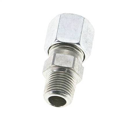 1/8'' NPT Male x 8LL Zinc plated Steel Straight Cutting Ring 100 Bar DIN 2353 [2 Pieces]