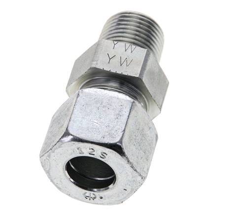 3/8'' NPT Male x 12S Zinc plated Steel Straight Cutting Ring 630 Bar DIN 2353