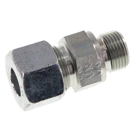 G 3/8'' Male x 12S Zinc plated Steel Straight Cutting Ring with FKM Seal 630 Bar DIN 2353 [2 Pieces]