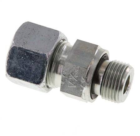 G 3/8'' Male x 12S Zinc plated Steel Straight Cutting Ring with FKM Seal 630 Bar DIN 2353 [2 Pieces]