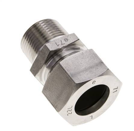 3/4'' NPT Male x 22L Stainless steel Straight Cutting Ring 160 Bar DIN 2353